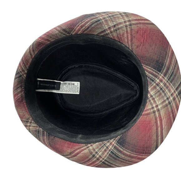 Plaid Fedora Plaid Hat Factory Faded Zara 24 in Large u - Picture 4 of 6